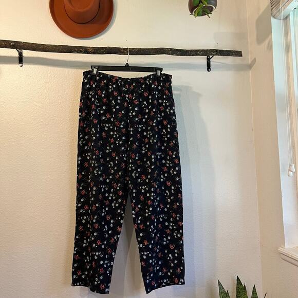 Stone Gear Vintage Blue Cottage Floral Elastic Waist Relaxed Pants Size Large - Picture 2 of 14